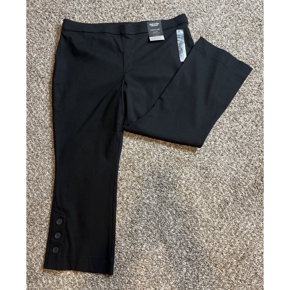 Simply Vera Wang Black Crop Flare Pants XXL Mid Rise Stretch